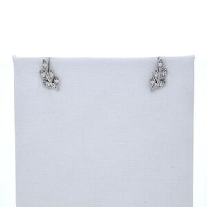 Vintage Sterling Silver 925 Cubic Zirconia Leaf Stud Earrings